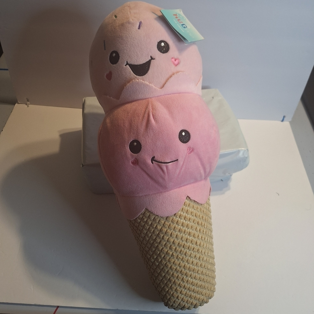 Ice Cream Cone Double Scoop Plush Toy. Large 20" - Picture 2 of 9